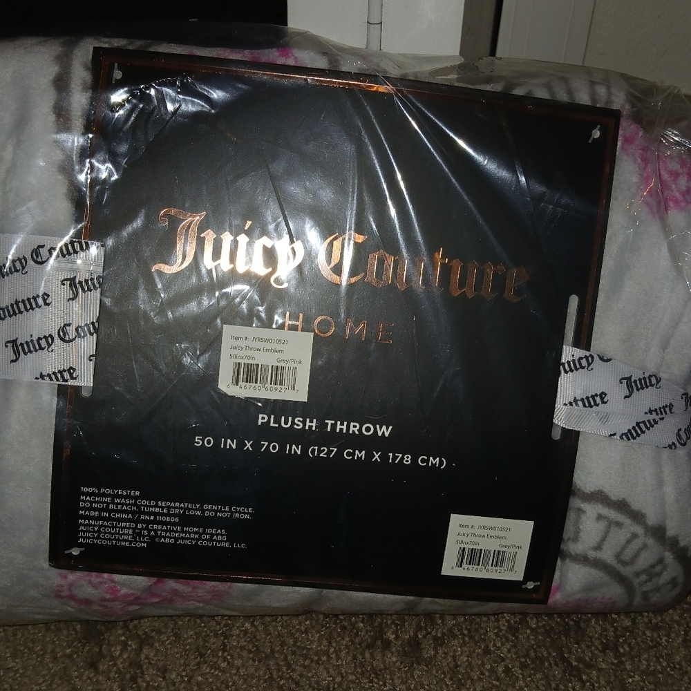 Juicy Couture Home Plush Throw with Pink and Black Accents